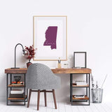 Mississippi ’home’ state silhouette - 5x7 Unframed Print / Purple - Home Silhouette