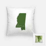 Mississippi ’home’ state silhouette - Pillow | Square / DarkGreen - Home Silhouette