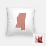 Mississippi ’home’ state silhouette - Pillow | Square / RosyBrown - Home Silhouette