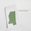 Mississippi ’home’ state silhouette - Tea Towel / DarkGreen - Home Silhouette