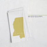 Mississippi ’home’ state silhouette - Tea Towel / GoldenRod - Home Silhouette