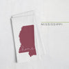 Mississippi ’home’ state silhouette - Tea Towel / Maroon - Home Silhouette