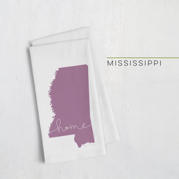 Mississippi ’home’ state silhouette - Tea Towel / Purple - Home Silhouette