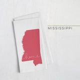 Mississippi ’home’ state silhouette - Tea Towel / Red - Home Silhouette