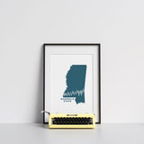 Mississippi State Song - 5x7 Unframed Print / Teal - State Song