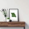 Missouri ’home’ state silhouette - 5x7 Unframed Print / DarkGreen - Home Silhouette