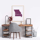 Missouri ’home’ state silhouette - 5x7 Unframed Print / Purple - Home Silhouette