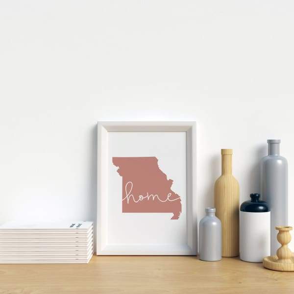 Missouri ’home’ state silhouette - 5x7 Unframed Print / RosyBrown - Home Silhouette