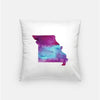 Missouri state watercolor - Pillow | Square / Purple + Blue - State Watercolor