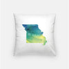 Missouri state watercolor - Pillow | Square / Yellow + Teal - State Watercolor