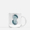 Mistletoe and Holly modern retro Christmas - Mug | Glass Mug / Blue - Modern Retro Christmas