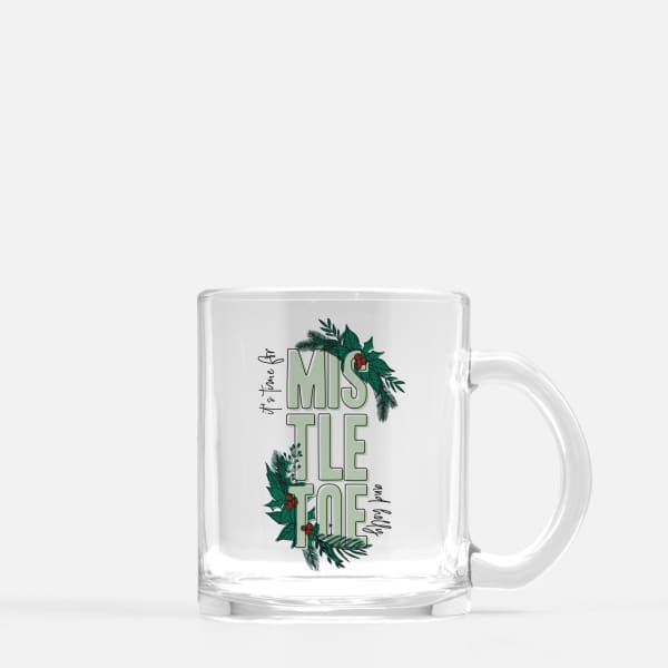 Mistletoe and Holly modern retro Christmas - Mug | Glass Mug / Green - Modern Retro Christmas