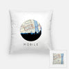 Mobile Alabama city skyline with vintage Mobile map - Pillow | Square - City Map Skyline