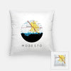 Modesto California city skyline with vintage Modesto map - Pillow | Square - City Map Skyline