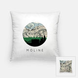 Moline Illinois city skyline with vintage Moline map - Pillow | Square - City Map Skyline