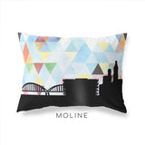Moline Illinois geometric skyline - Pillow | Lumbar / LightSkyBlue - Geometric Skyline
