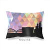 Moline Illinois geometric skyline - Pillow | Lumbar / RebeccaPurple - Geometric Skyline