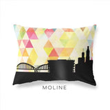 Moline Illinois geometric skyline - Pillow | Lumbar / Yellow - Geometric Skyline