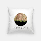 Montclair New Jersey city skyline with vintage Montclair map - Pillow | Square - City Map Skyline
