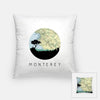 Monterey California city skyline with vintage Monterey map - Pillow | Square - City Map Skyline