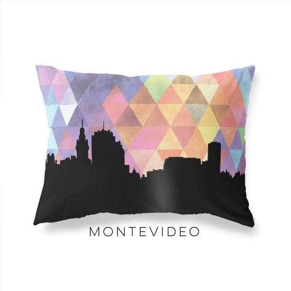 Montevideo Uruguay geometric skyline - Pillow | Lumbar / RebeccaPurple - Geometric Skyline