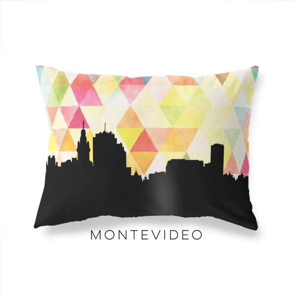 Montevideo Uruguay geometric skyline - Pillow | Lumbar / Yellow - Geometric Skyline