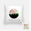 Monticello Florida city skyline with vintage Monticello map - Pillow | Square - City Map Skyline