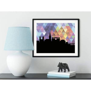 Montpelier France geometric skyline - 5x7 Unframed Print / RebeccaPurple - Geometric Skyline