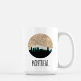 Montreal Quebec city skyline with vintage Montreal map - Mug | 15 oz - City Map Skyline