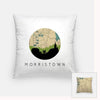 Morristown New Jersey city skyline with vintage Morristown map - Pillow | Square - City Map Skyline