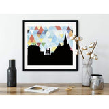 Morristown New Jersey geometric skyline - 5x7 Unframed Print / LightSkyBlue - Geometric Skyline