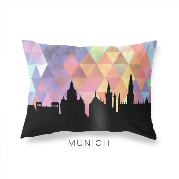 Munich Germany geometric skyline - Pillow | Lumbar / RebeccaPurple - Geometric Skyline