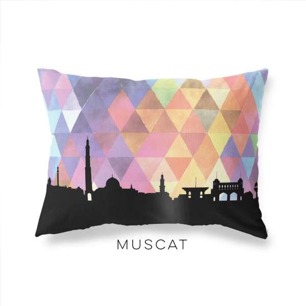 Muscat Oman geometric skyline - Pillow | Lumbar / RebeccaPurple - Geometric Skyline