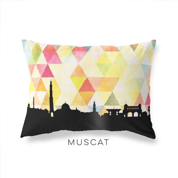 Muscat Oman geometric skyline - Pillow | Lumbar / Yellow - Geometric Skyline