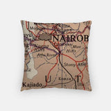 Nairobi Kenya city skyline with vintage Nairobi map - City Map Skyline