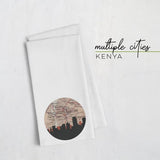 Nairobi Kenya city skyline with vintage Nairobi map - Tea Towel - City Map Skyline