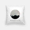 Nashville Tennessee city skyline with vintage Nashville map - Pillow | Square - City Map Skyline