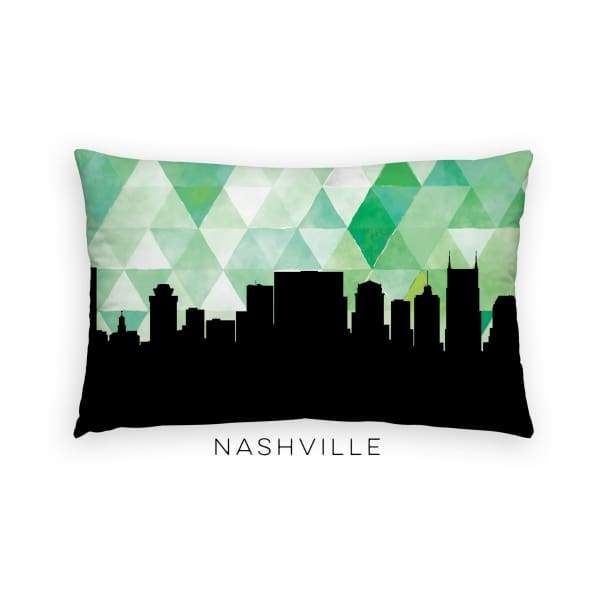 Nashville Tennessee geometric skyline - Pillow | Lumbar / Green - Geometric Skyline