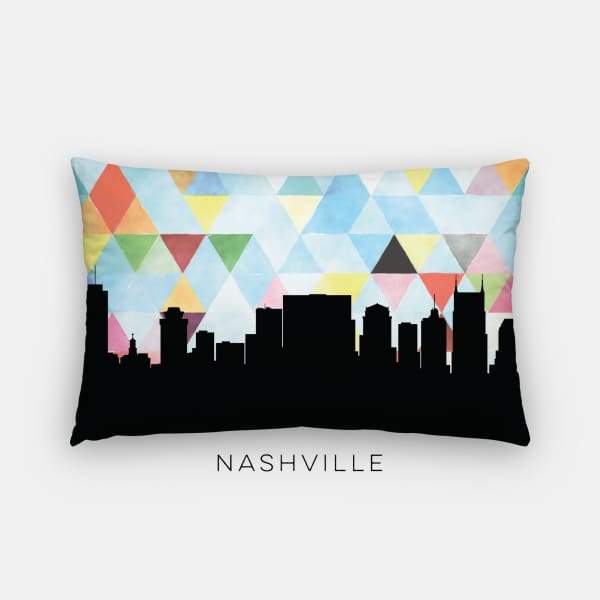 Nashville Tennessee geometric skyline - Pillow | Lumbar / LightSkyBlue - Geometric Skyline