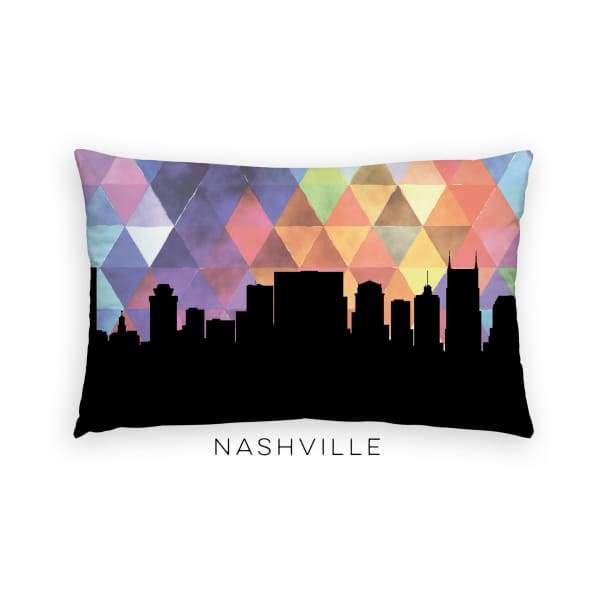 Nashville Tennessee geometric skyline - Pillow | Lumbar / RebeccaPurple - Geometric Skyline