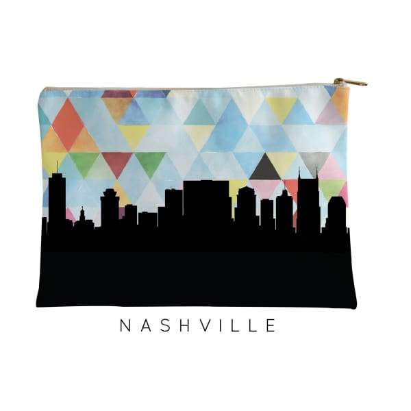 Nashville Tennessee geometric skyline - Pouch | Small / LightSkyBlue - Geometric Skyline