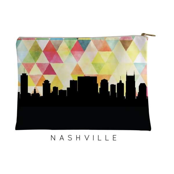 Nashville Tennessee geometric skyline - Pouch | Small / Yellow - Geometric Skyline
