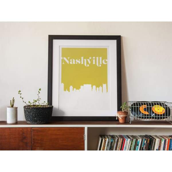 Nashville Tennessee retro inspired city skyline - 5x7 Unframed Print / Khaki - Retro Skyline