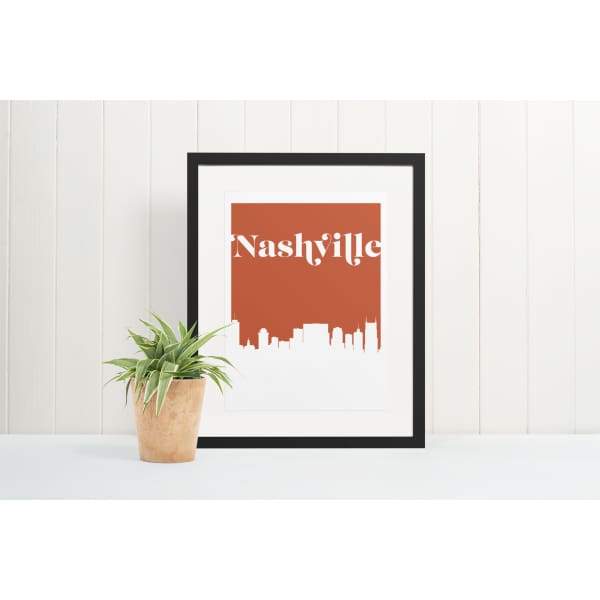 Nashville Tennessee retro inspired city skyline - 5x7 Unframed Print / Sienna - Retro Skyline