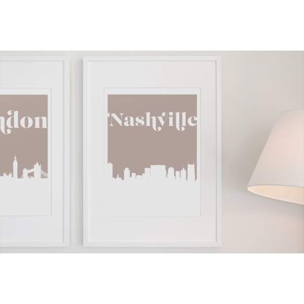 Nashville Tennessee retro inspired city skyline - 5x7 Unframed Print / Tan - Retro Skyline