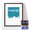 Nashville Tennessee retro inspired city skyline - 5x7 Unframed Print / Teal - Retro Skyline