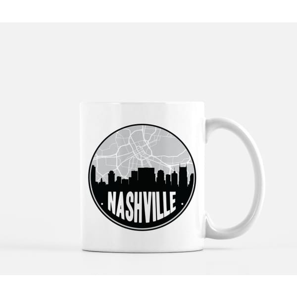 Nashville Tennessee skyline and city map design | in multiple colors - Mug | 11 oz / Black - City Road Maps