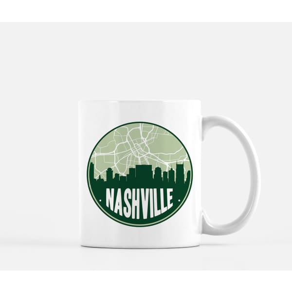 Nashville Tennessee skyline and city map design | in multiple colors - Mug | 11 oz / Green - City Road Maps