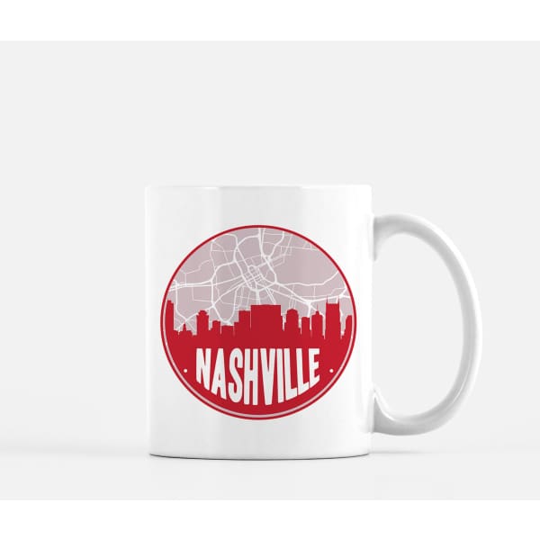 Nashville Tennessee skyline and city map design | in multiple colors - Mug | 11 oz / Red - City Road Maps