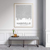 Nashville Tennessee skyline and map - 5x7 Unframed Print / Silver - Road Map and Skyline